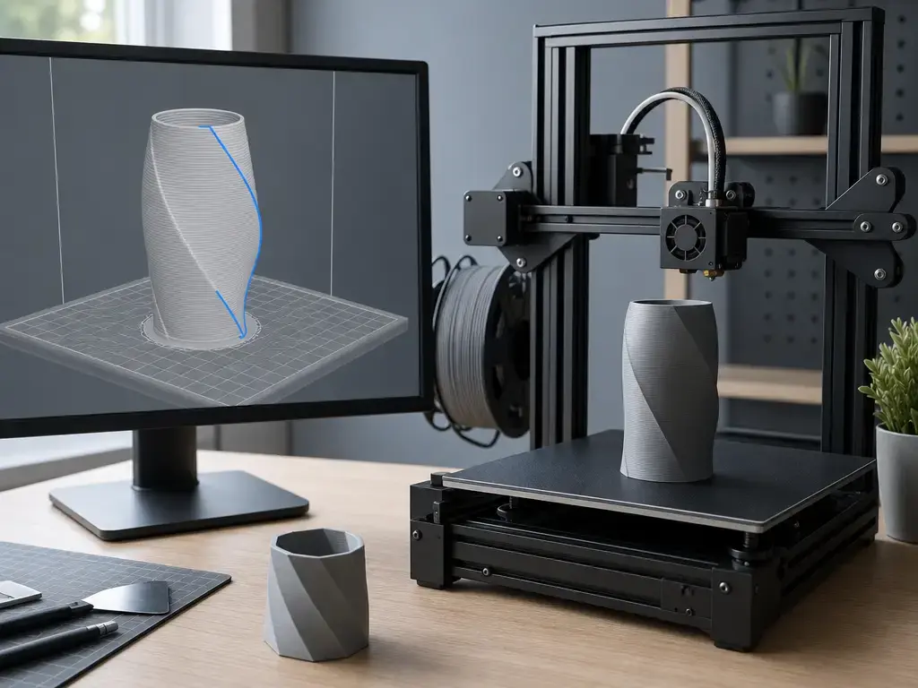 3D printing workflow with seam preview and printed test part